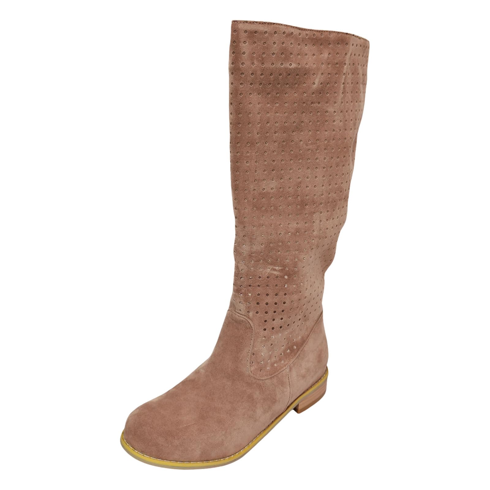 Generisch Stivali da equitazione da donna comodi e traspiranti in pile con tacco basso e testa rotonda per donna in inverno e in inverno