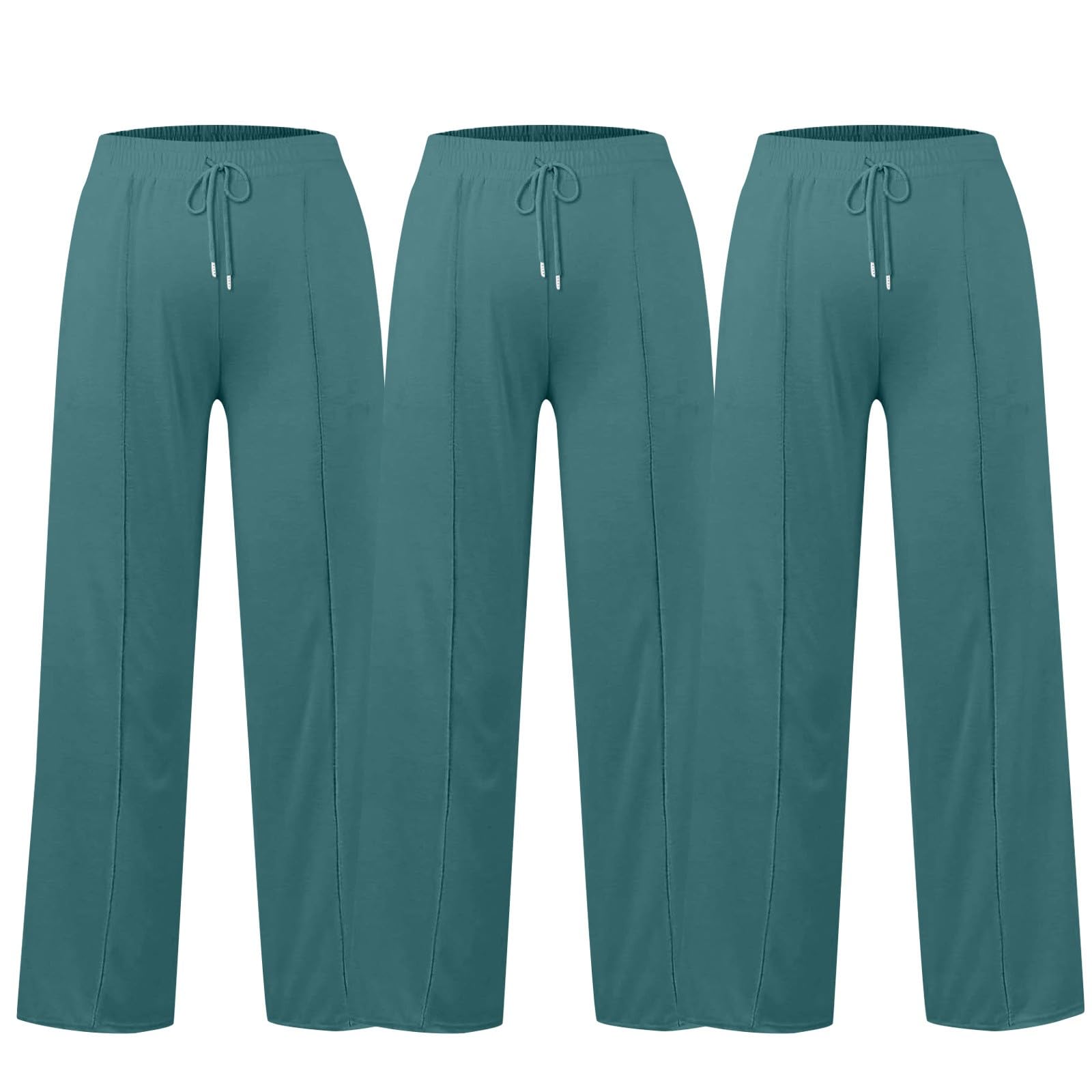 Pantalones de chándal para mujer, holgados, 3 unidades: pantalones de deporte de cintura alta, pantalones de yoga, cintura elástica, pantalones de sudadera, pantalones ligeros de tela suave