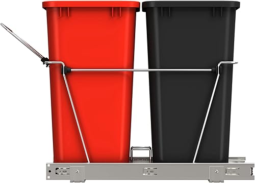 Miniatura 6 de Rev-A-Shelf RV-18KD-1618C-S - Bote de basura doble extraíble para debajo de los gabinetes de cocina, 35 cuartos de galón y 12 galones en toboganes