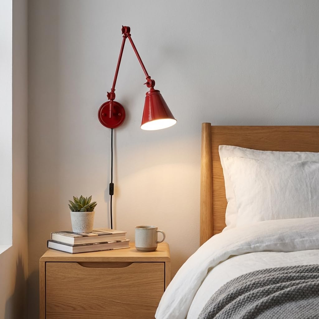BARCELONA LED Wandleuchte Vintage Gold aus Aluminium Metall mit verstellbarem Arm, groß, industrieller Stil, klassisch modern luxuriös, mit Kabel und Stecker E27
