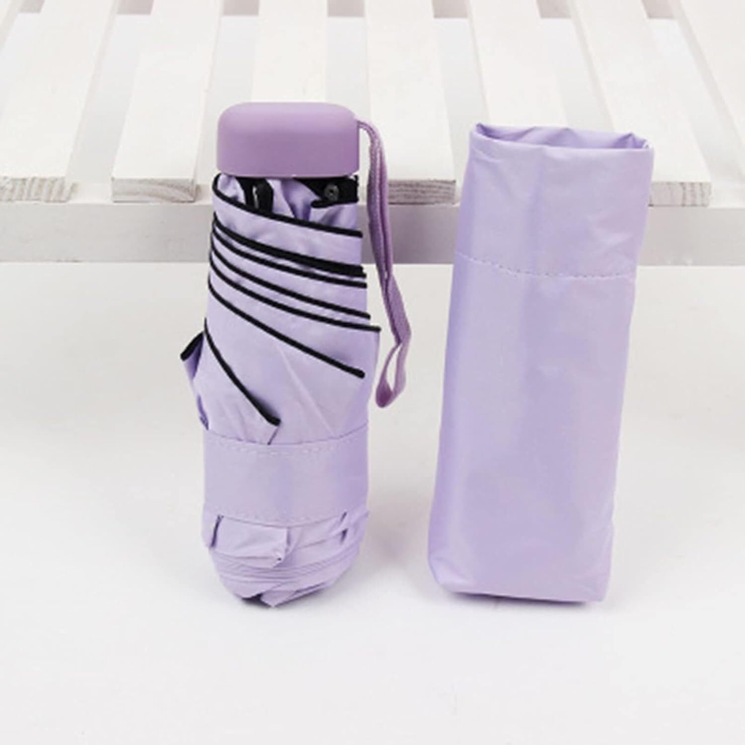 Parapluie Parapluie à 6 baleines, résistant au vent et aux UV, petit, léger, solide, mini, pliable(Purple)
