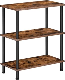 HOOBRO Narrow Side Table, Industrial Bedside Table, Slim Bed Side Table, Stackable Side Table for Small Spaces, Small Nightstand, Living Room, Bedroom, Hallway, Space Saving, Rustic Brown EBF48BZ01G1
