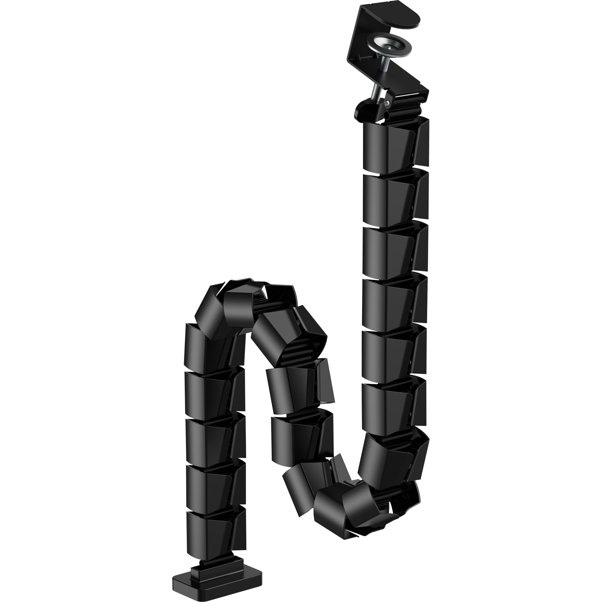 Inline Kabelkanal System | Flexibles Kabelmanagement für höhenverstellbare Schreibtische, 2-Kammer-System, Clamp-On, Tischklemme, schwarz, 59996D