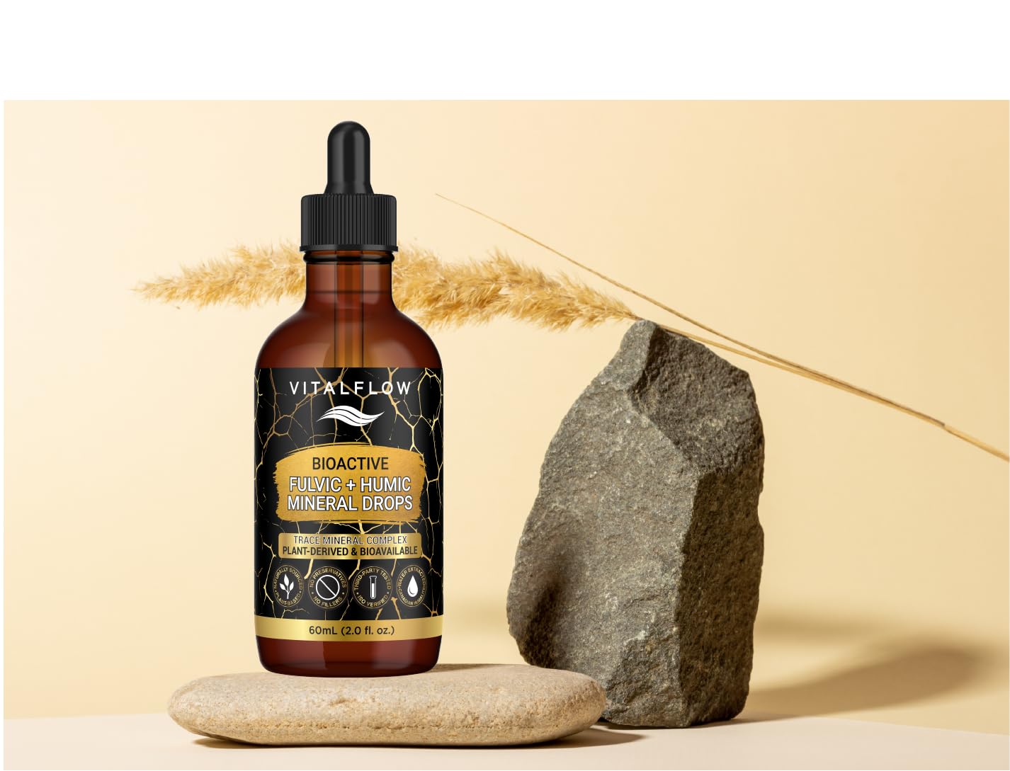 Fulvic + Humic Trace Mineral Drops, 3:1 Humic-Fulvic Blend | Water-Extracted from Canadian Humalite | 60 mL Amber Dropper | Third-Party Tested, No Preservatives/Fillers | GMP & ISO Verified — Amazon image 7