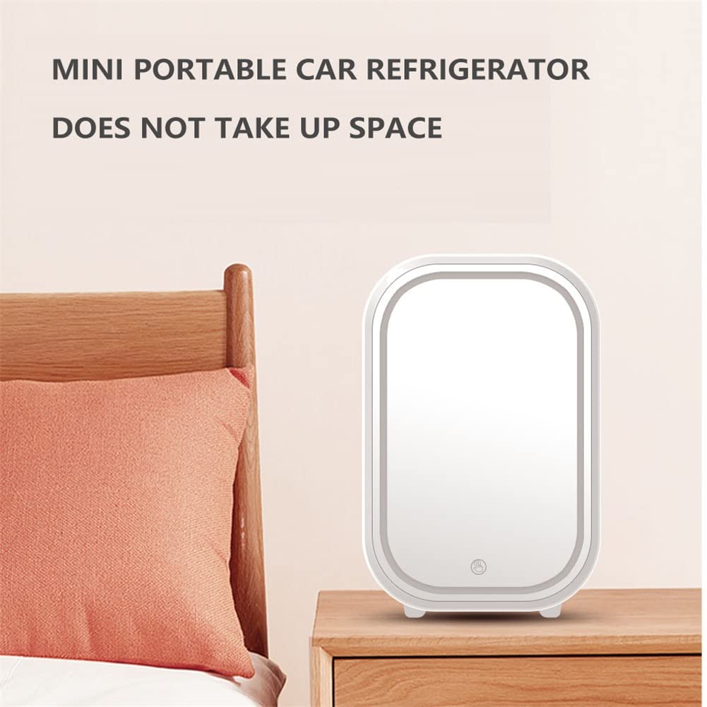 Mini Nevera portátil, Nevera para el Cuidado de la Piel de 8 l con Espejo LED, Enfriador y Calentador eléctrico, Nevera compacta de Maquillaje AC/DC para el Cuidado de la Piel, Alimentos
