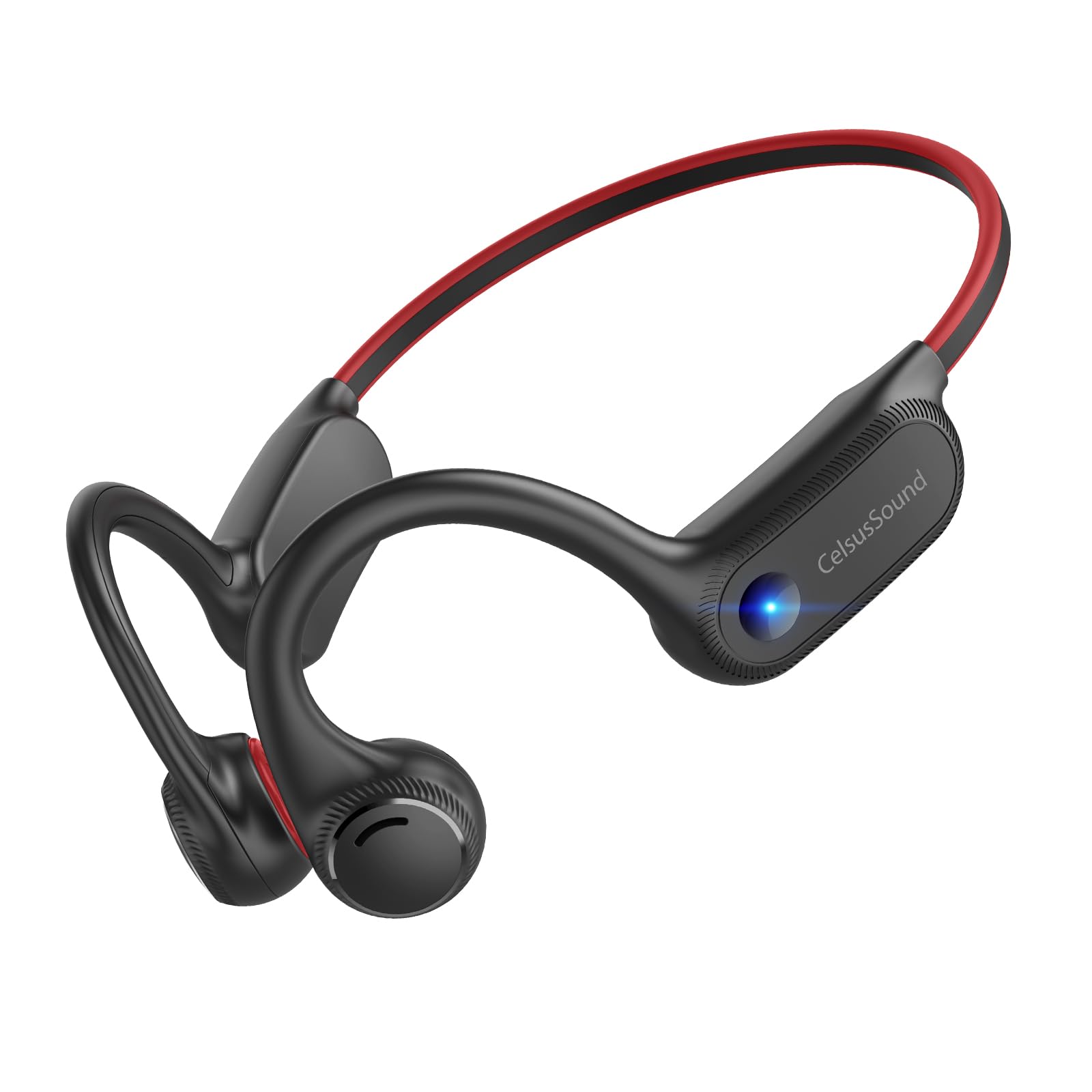 Open Ear Bone Conduction Headphones Bluetooth 5.2, Red