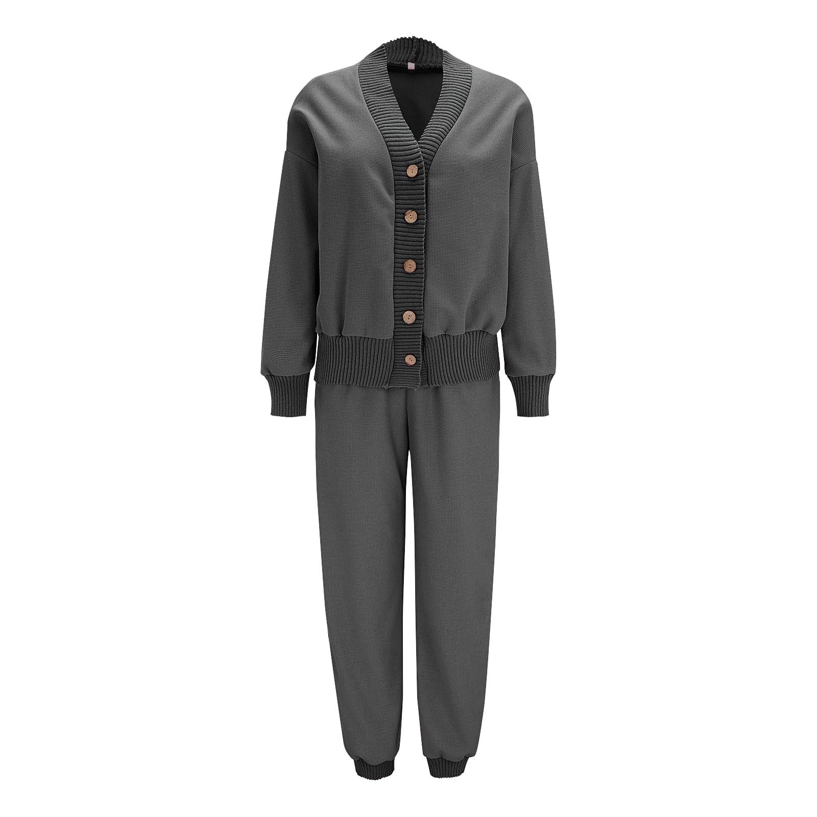 Set di pantaloni e pantaloni a maniche lunghe tinta unita, alla moda, casual
