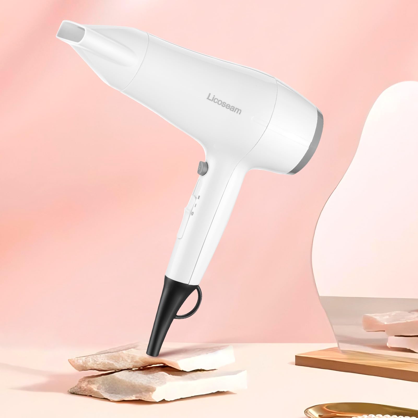 Hair Dryer, 1875W Compact Hair Blow Dryer, with Diffuser and Concentrator, White