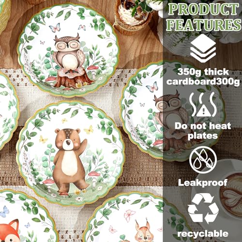 Fuyoooo 60 Pcs Jungle Safari Baby Shower Plates Paper Boys Girls Woodland Animals Birthday Party Decorations 7 Inch Disposable Zoo Animal Dinnerware Plates thumb #2