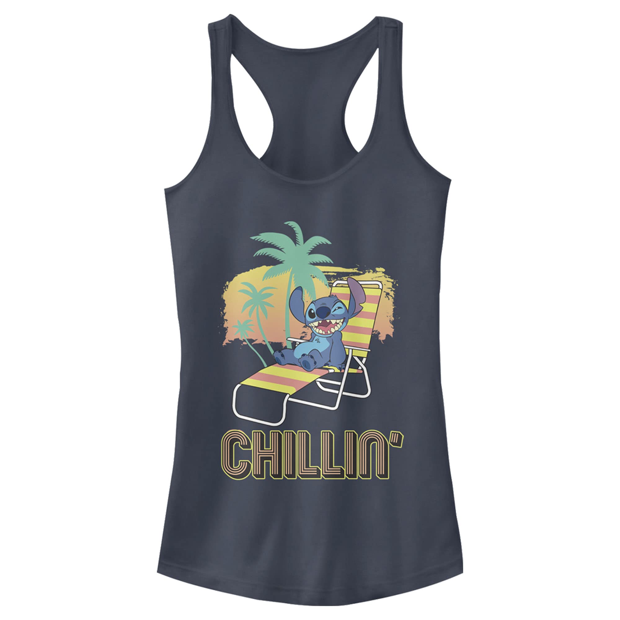 Disney Women's Lilo Stitch Chillin Slim Fit, Scoop Hem Racerback Tank