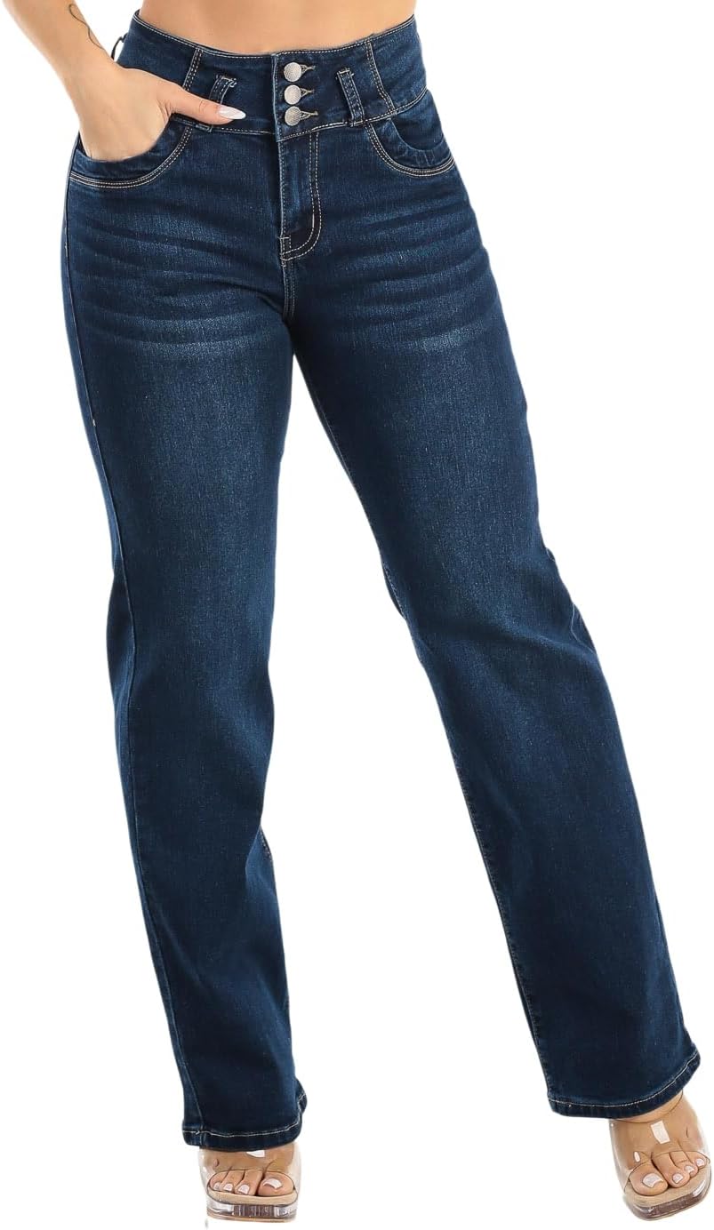 Moda Xpress Women's Butt Lifting High Waisted Bootcut Jeans - Stretchy, Comfortable Flare Jeans in Junior Size Vintage Style