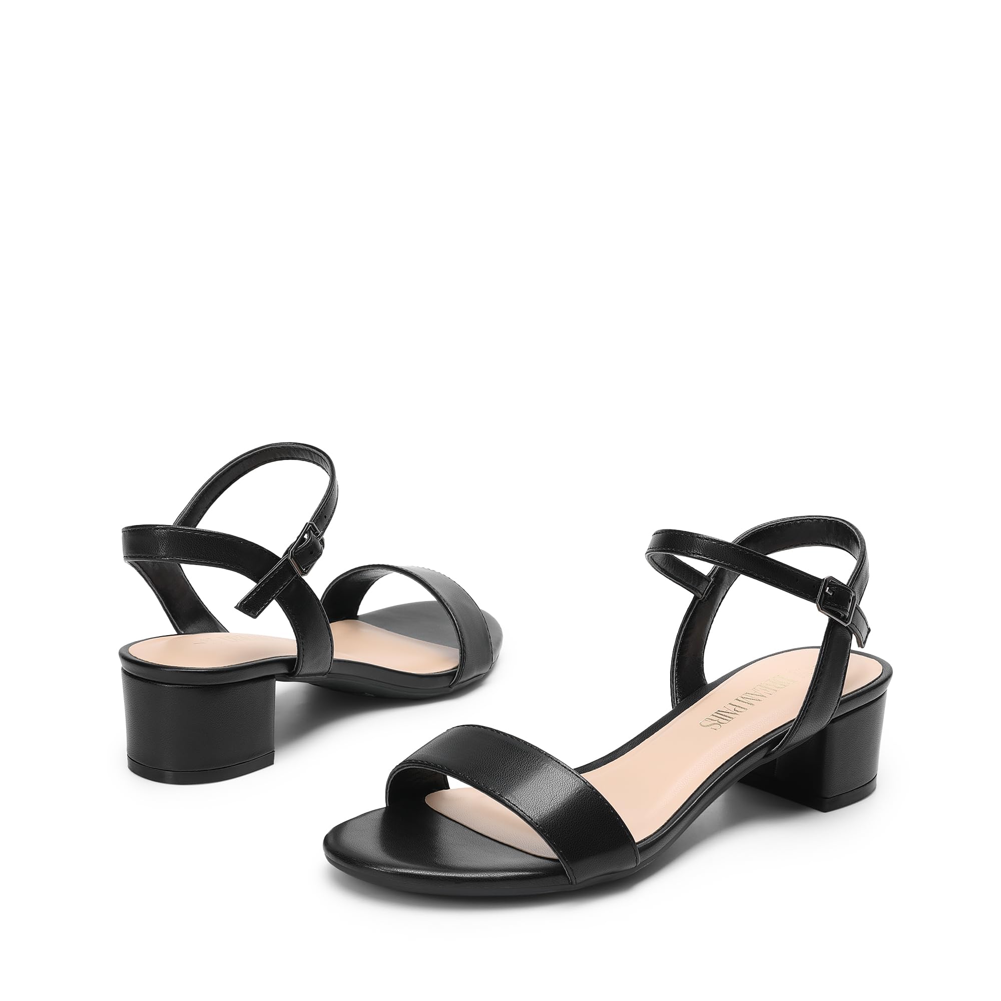 DREAM PAIRS Sandali da donna con tacco basso, punta aperta, cinturino alla caviglia, tacco grosso, ideali per feste, matrimoni, feste