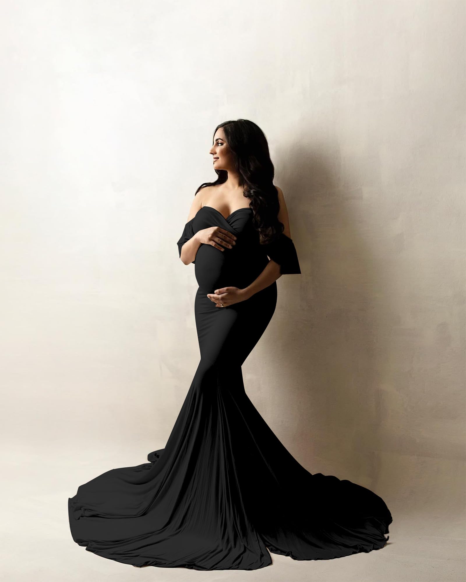 Saslax Vestido de fiesta de nacimiento para mujer con volantes