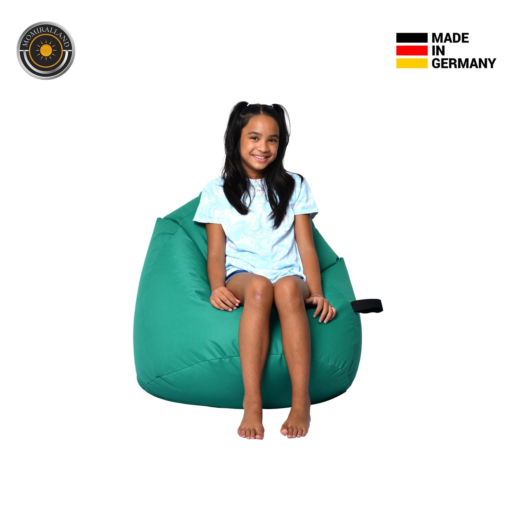 Sitzsack Tropfenform Kastanie - für Kinder & Erwachsene – Indoor wie Outdoor da er Wasserfest ist– füllung EPS Perlen. (Türkis, XL - Durchmesser 77 cm für Kinder)