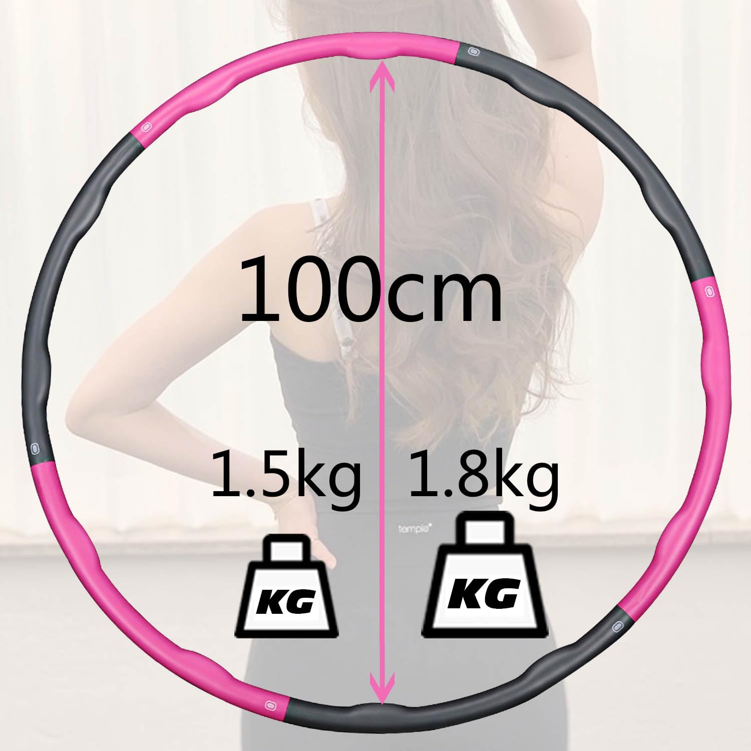 1,8 kg, hula hop, dla dorosłych, do odchudzania, wzór fali, dla zaawansowanych, 6-częściowych i 100 cm, do domu, hoola hop, fitness
