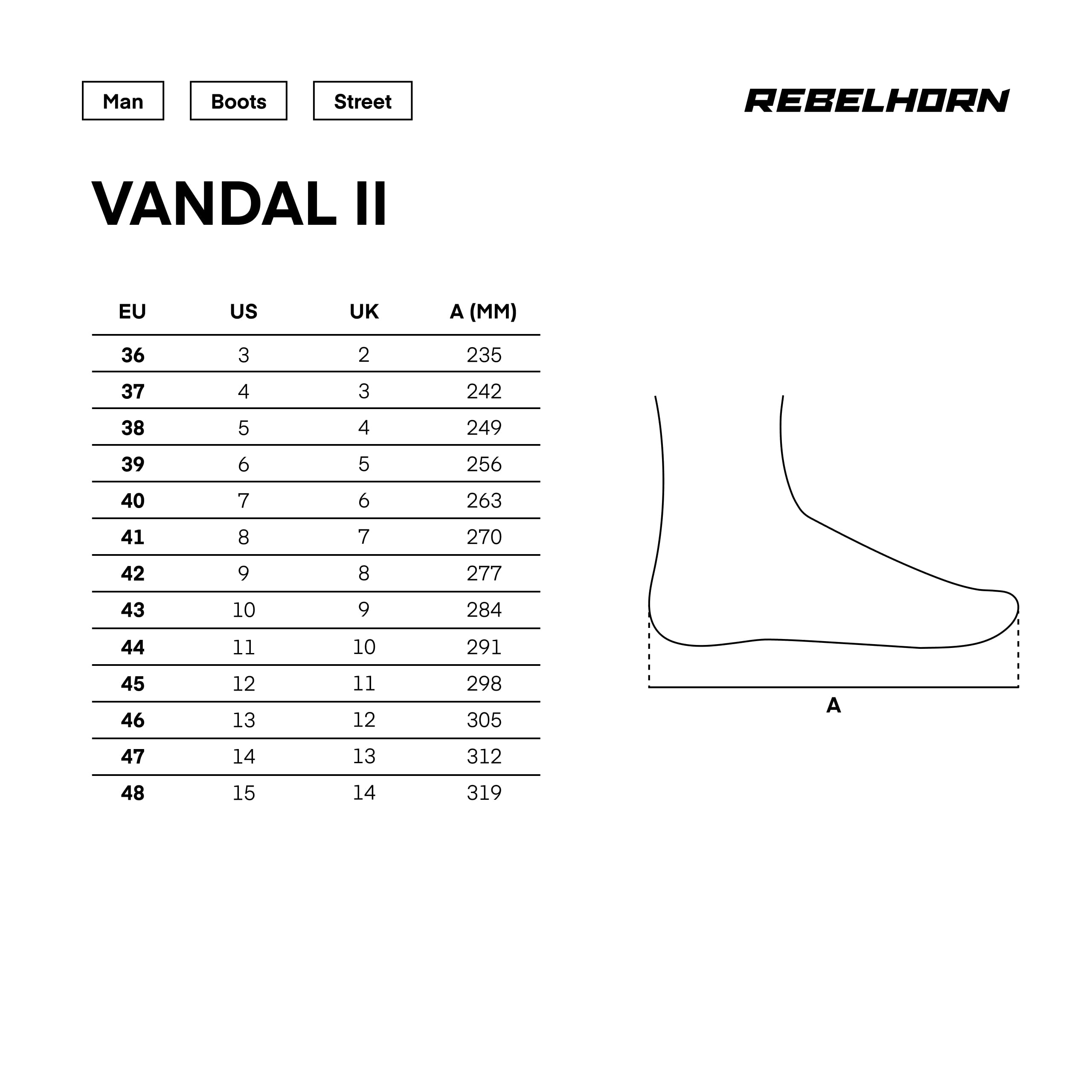 REBELHORN Vandal II Botas de Moto Hombre y Mujer | Cuero Perforado | Protección de Tobillos, Dedos y Talones | Cremallera Larga | Suela Reforzada | Tallas hasta 48