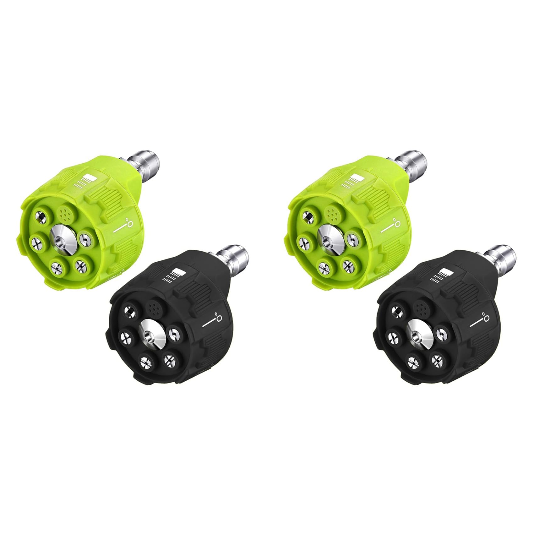 Ctrlzs Green/Black 4 Pack 6 In 1 Pressure Washer Nozzles,Quick Changeover Power Washing Nozzle, 3000-4000Psi ( And Black)