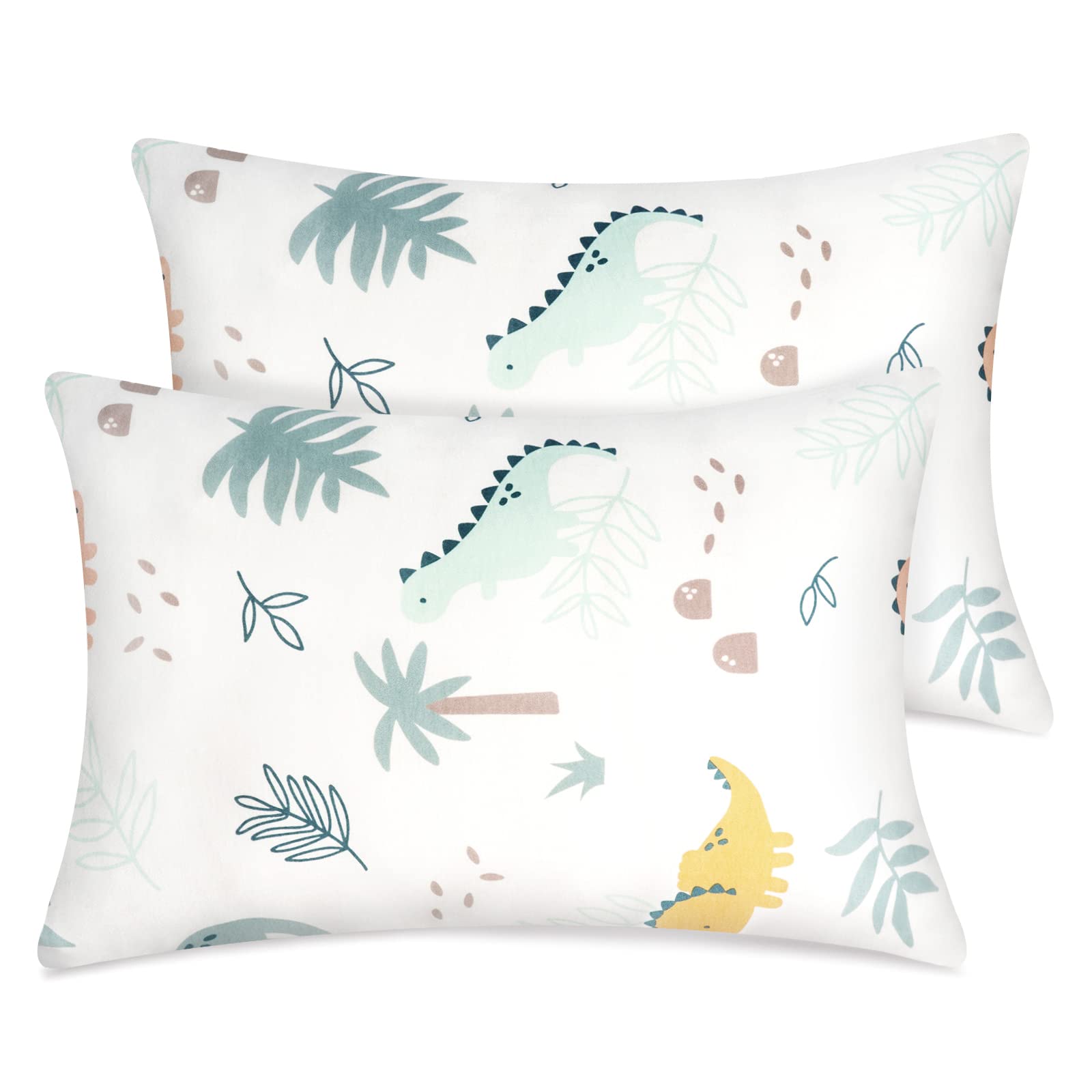 Fittia Lot de 2 Housses de Coussin Taie d'oreiller pour bébé en Coton Biologique tricoté 40x60cm Taie d'oreiller pour lit de bébé Un Sommeil paisible et Confortable, Dinosaure