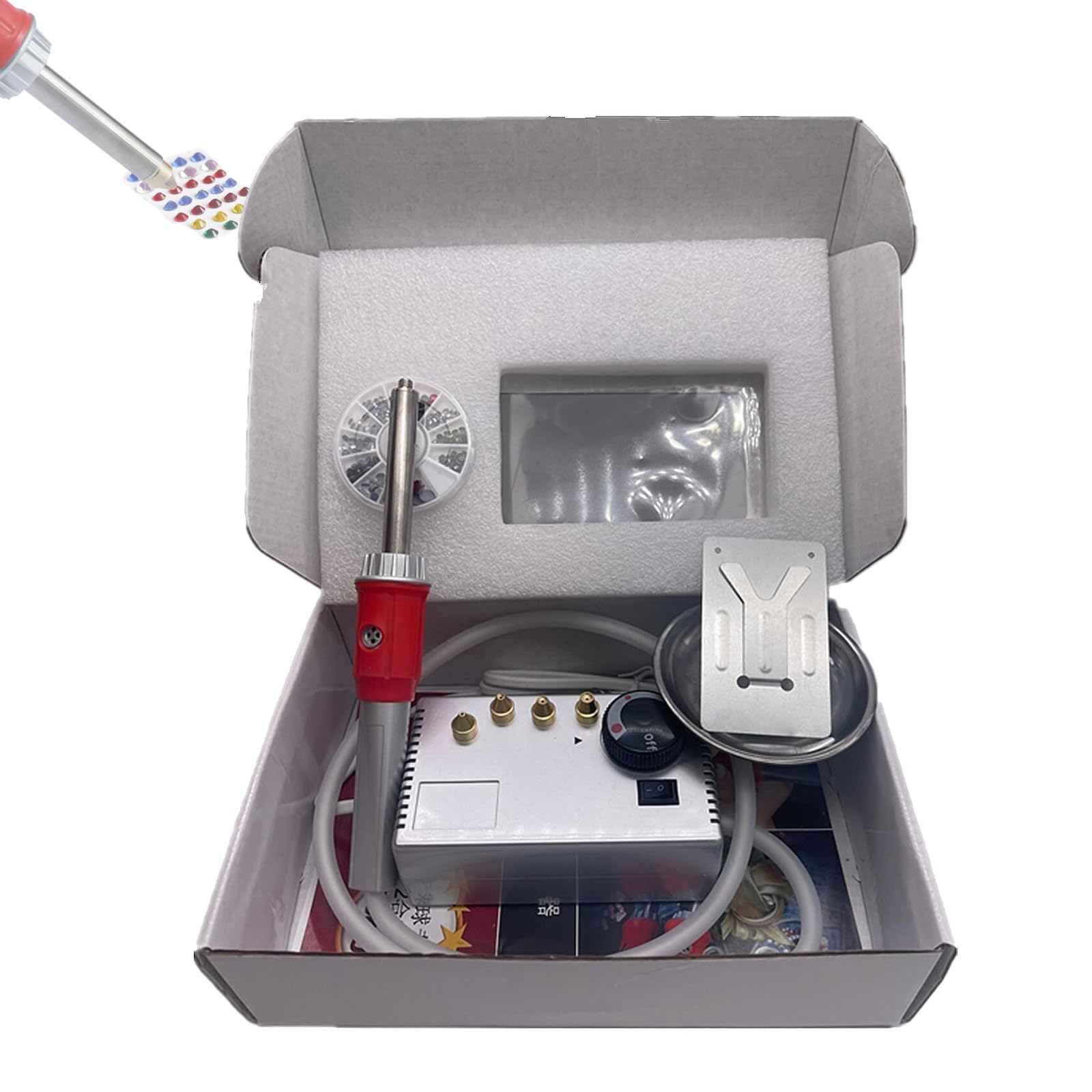 GYKOZY Rhinestone Hotfixs Applicator Tool, Vacuum Self Priming Crystal Setter with 4 Universal Drill Bits & Temperature Adjustment, Versatile Heat Setting Machine