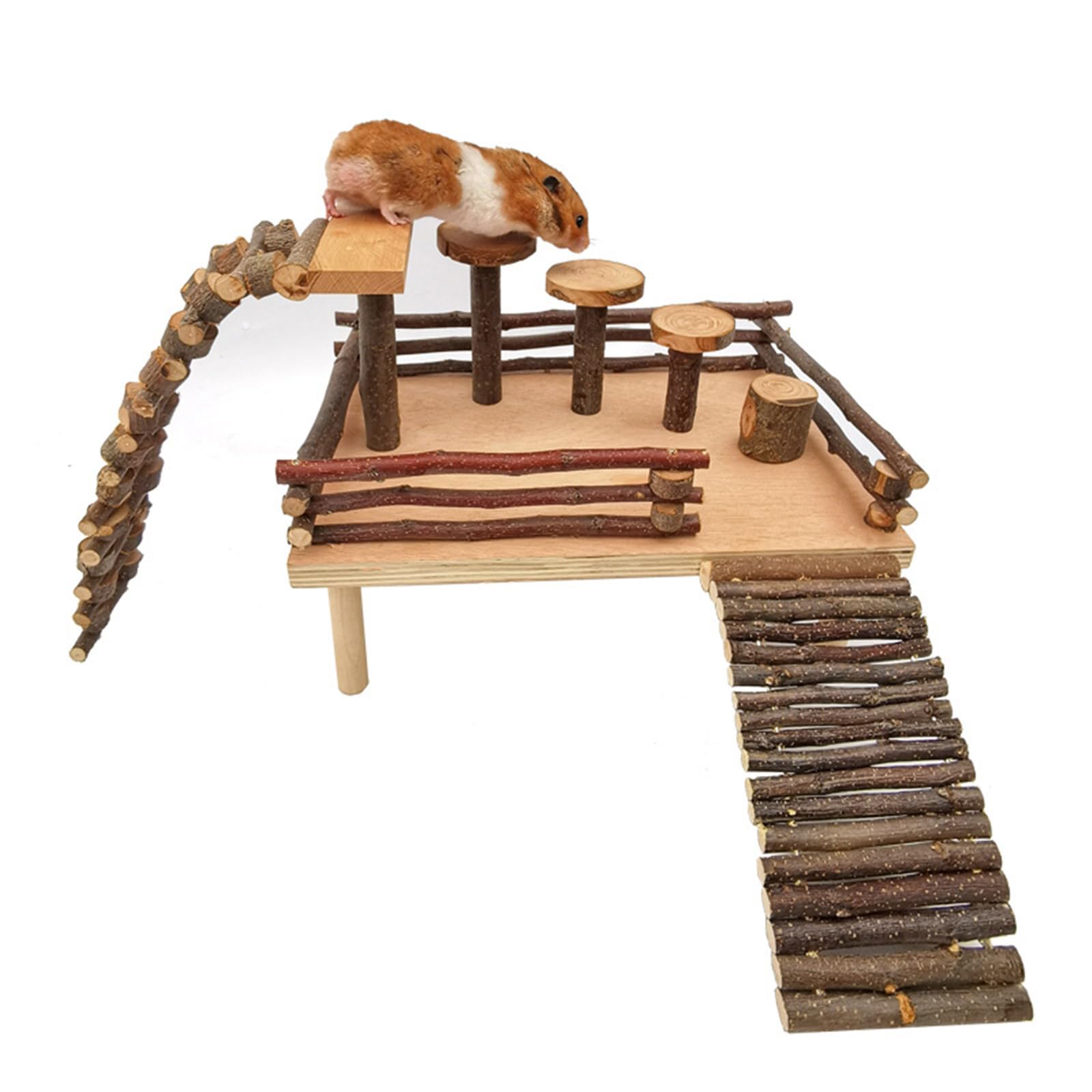 Jaula de hámster de juguete para mascotas pequeñas, plataforma de madera, ardillas, jaula, accesorios de juguete para escalada de animales pequeños