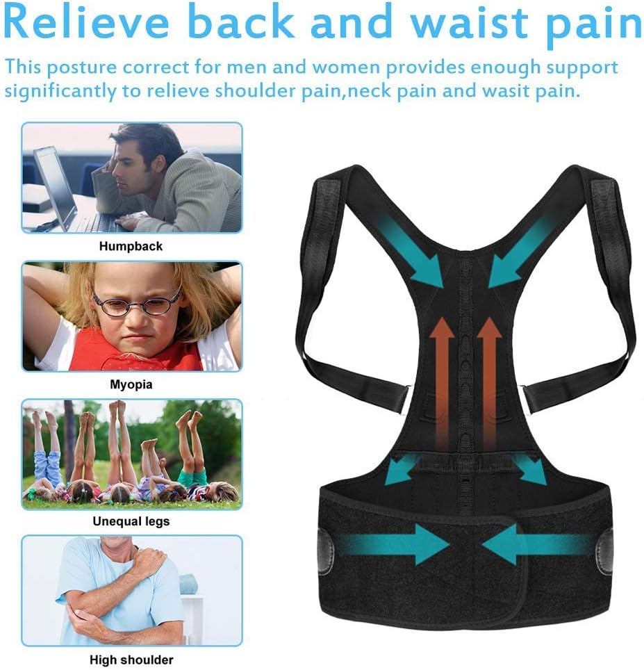 Back Posture Corrector for Men Women Under Clothes - Flipcase Adjustable Magnetic Back Straightener, Comfortable Back Brace for Spinal, Neck, Shoulder & Upper Back Pain Relief (L(33.5"- 42")