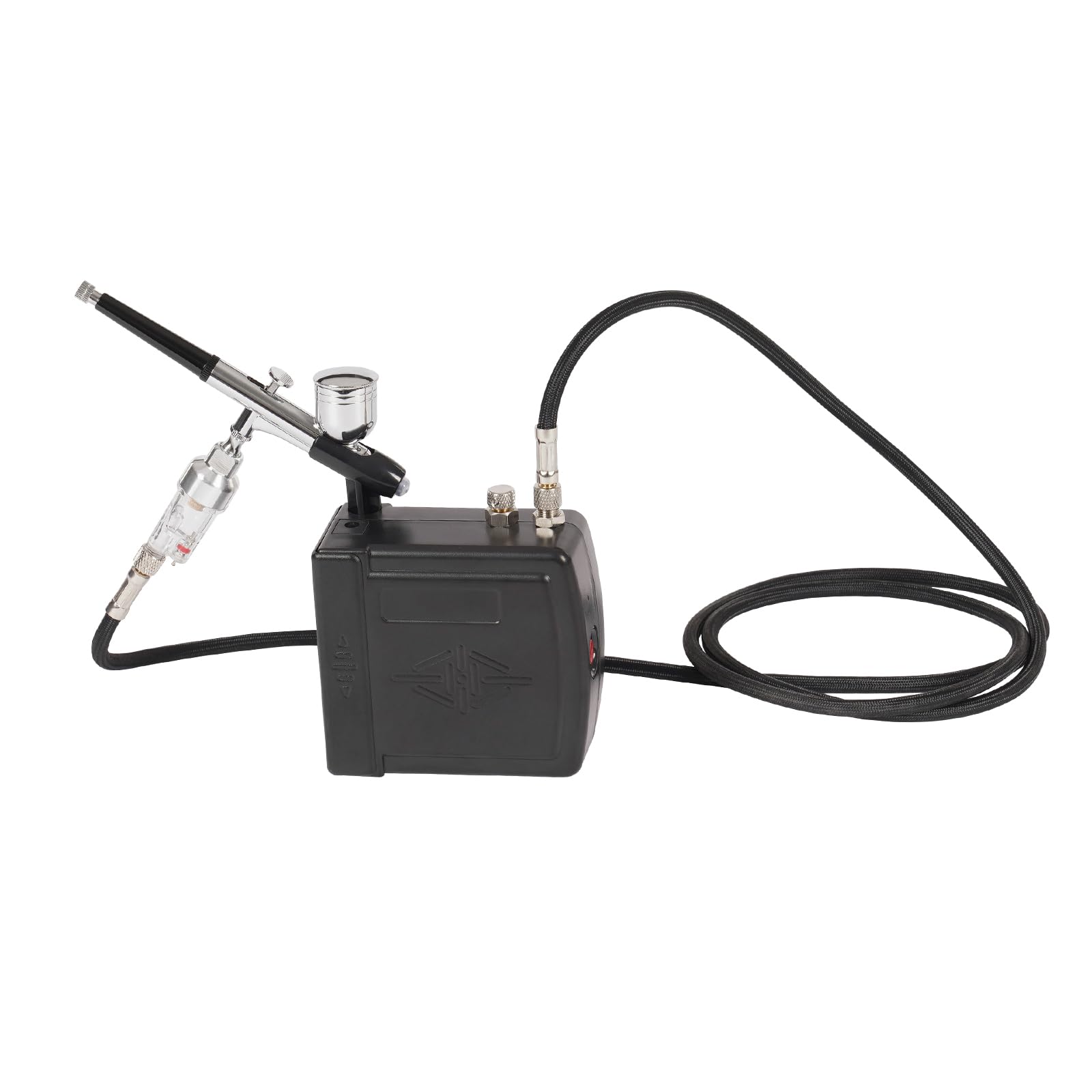 Mini aerografo, set compressore portatile con regolazione della pressione da 2 a 15 PSI, per modellismo, nail art, decorazione torte, pittura artistica e maglietta (nero)