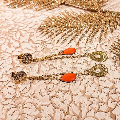Boucles d'oreilles sequins goutte en acier inoxydable durable - 4