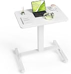 WALKINGDESK Height Adjustable Mobile Standing Desk with 360° Swivel Casters, 29"-45" Pneumatic Rolling Desk on Wheels, Perfect for Home Office, Bedroom, Living Room, White