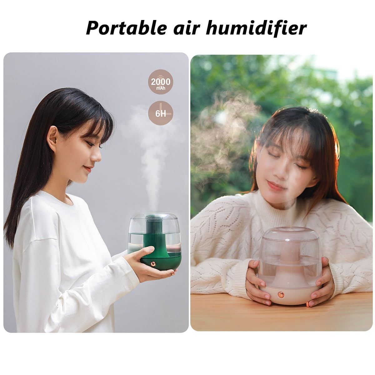 Humidificador de aire, humidificador de niebla fría de 1,2 L para bebé, humidificador personal USB con dos modos de pulverización, humidificador evaporativo ultra silencioso para el hogar u oficina
