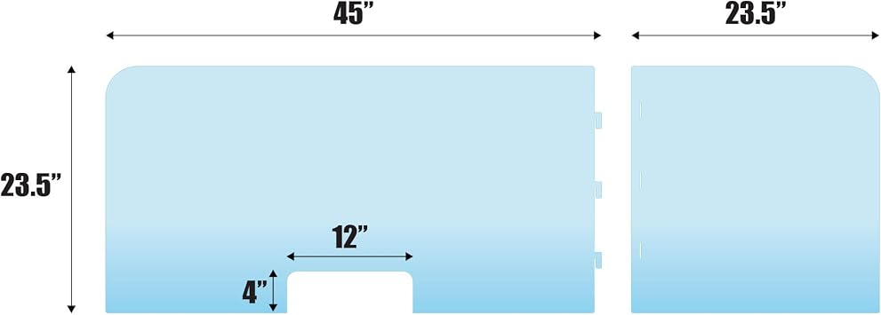 Sneeze Guard L-Shaped 2-Sided Reversible Protective Freestanding Shield with Transaction Window Type N