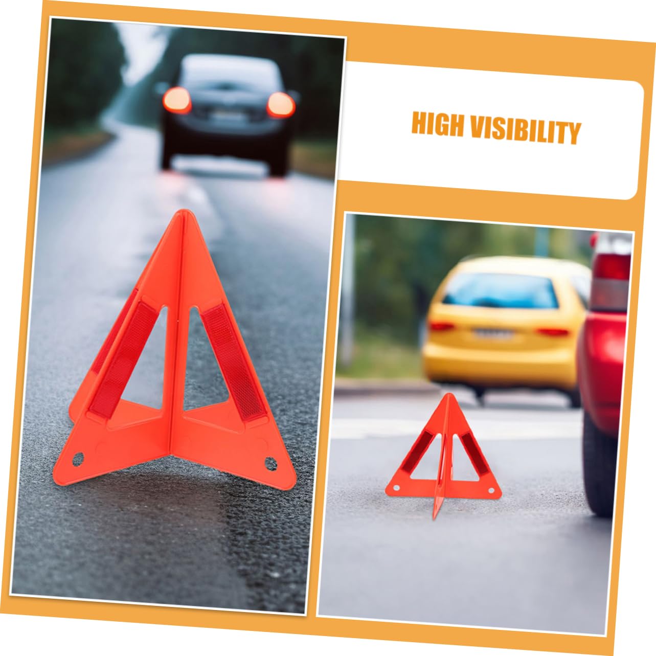 Cabilock 5pezzi Triangolo di Segnalazione per Auto Riflettente Triangolo di Emergenza per Veicoli Accessorio di Sicurezza Stradale Pieghevole Segnale di Avvertimento per Guida Notturna e Co