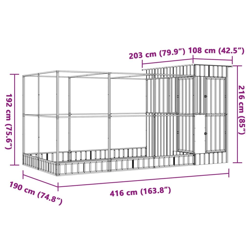 vidaXL Volière avec Extension Argent 416x203x216 cm Acier