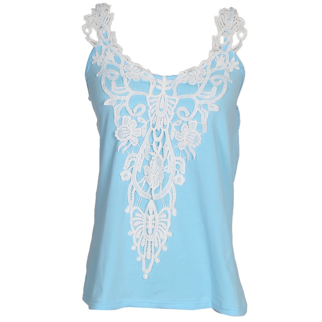 calandis CALANDIS™ Fashion Ladies Summer Lace Vest Top Sleeveless Blouse Casual Shirt 3XL Blue | Tops & Blouses | Womens Clothing-picture-20