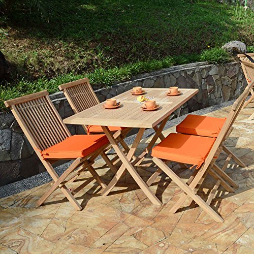 Teck'Attitude Table Pliante rectangulaire en Teck Massif Kensaï 120 x 70 cm