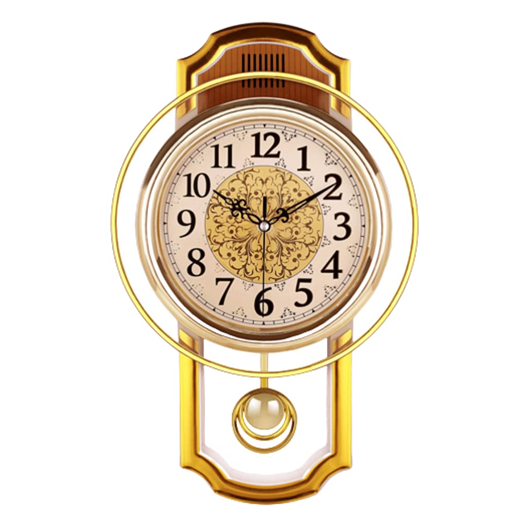 TYUHDUYUR Silent Wall Clock Easy to Read Modern Wall Clock Battery Operated Retro Wall Clocks with Pendulum for Home Sweeps Movement for Office (B Orange Yellow) (A White)