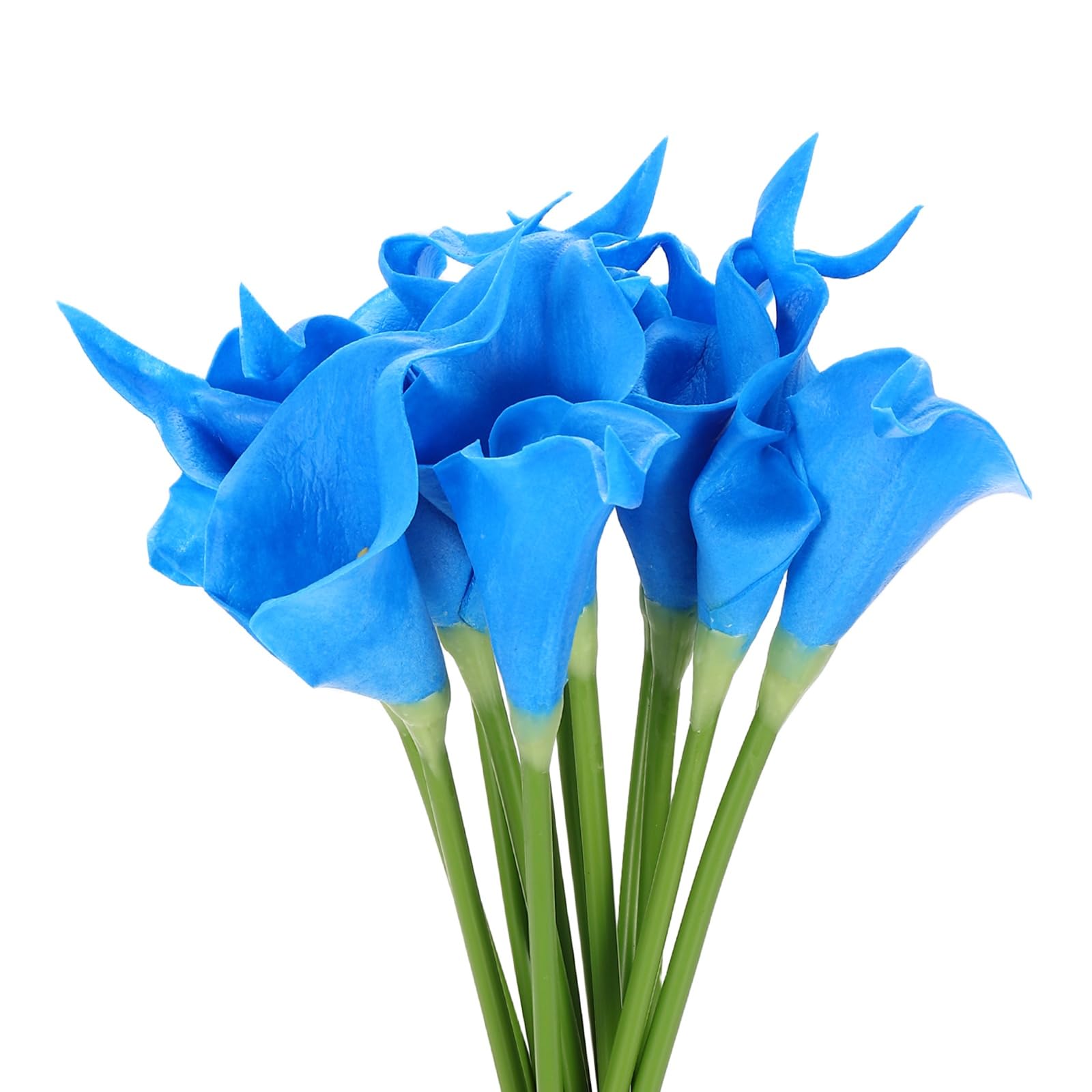 sourcing map 12 Pcs Artificial Calla Lily Fake Flowers, 13 Inch Real Touch Artificial Floral Fake Bouquet for Wedding Bride Shower Gift Home Decor DIY Crafts, Blue/Yellow