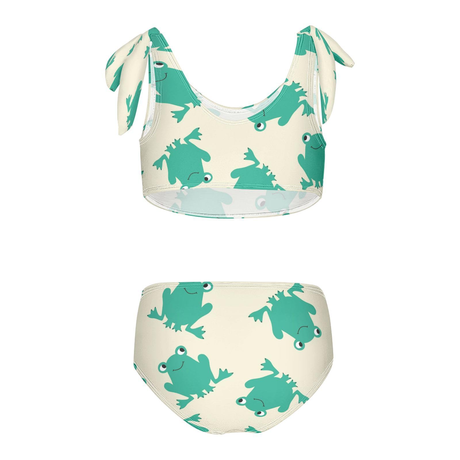 Dussdil Green Frogs Girls Swimsuits 2 Piece Swimwear Bikini Set Beach Bathing Suit for Summer Girl Kids 9-10T