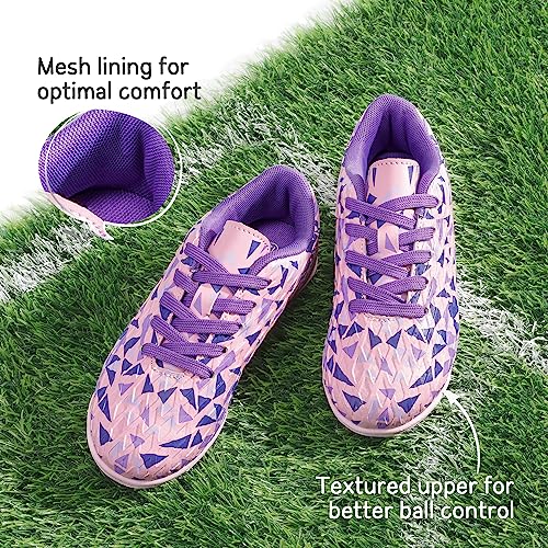 image for DREAM PAIRS Girls Indoor Turf Soccer Shoes Lace Up Cleats Pink/Purple 
