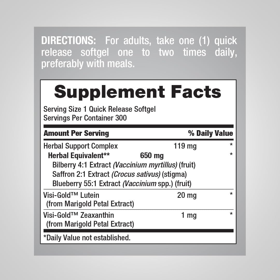 Piping Rock Eye Health Complex | 300 Softgels | Senior Vision Care Vitamin | Lutein and Zeaxanthin | from Marigold Extract | Non-GMO, Gluten Free Supplement
