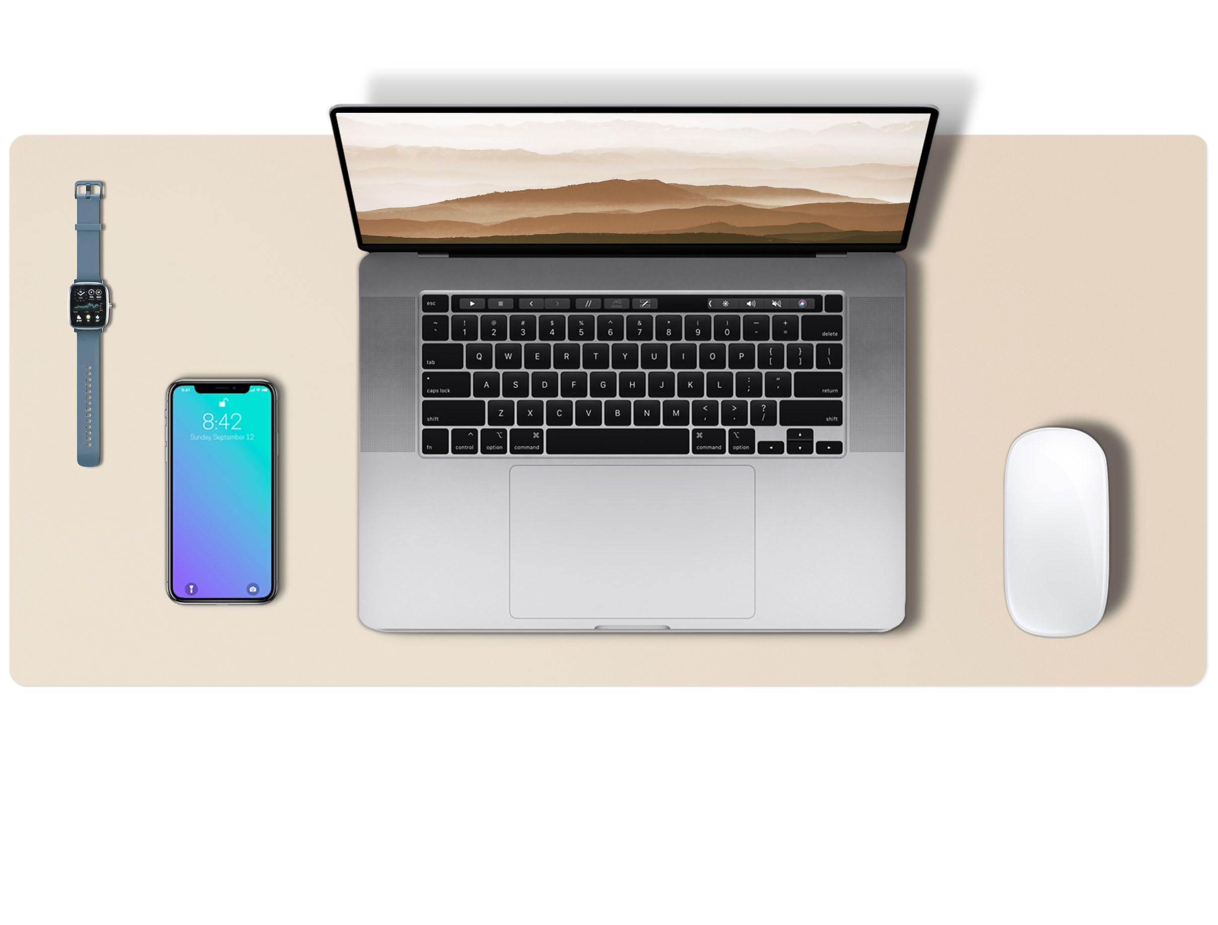 Abalter Leather Desk Mat – PU Desk Pad & Large Mouse Pad, Waterproof Non-Slip Writing Surface for Office Desk, Home Table, Laptop & Keyboard, (Pink, 60 x 35 cm)