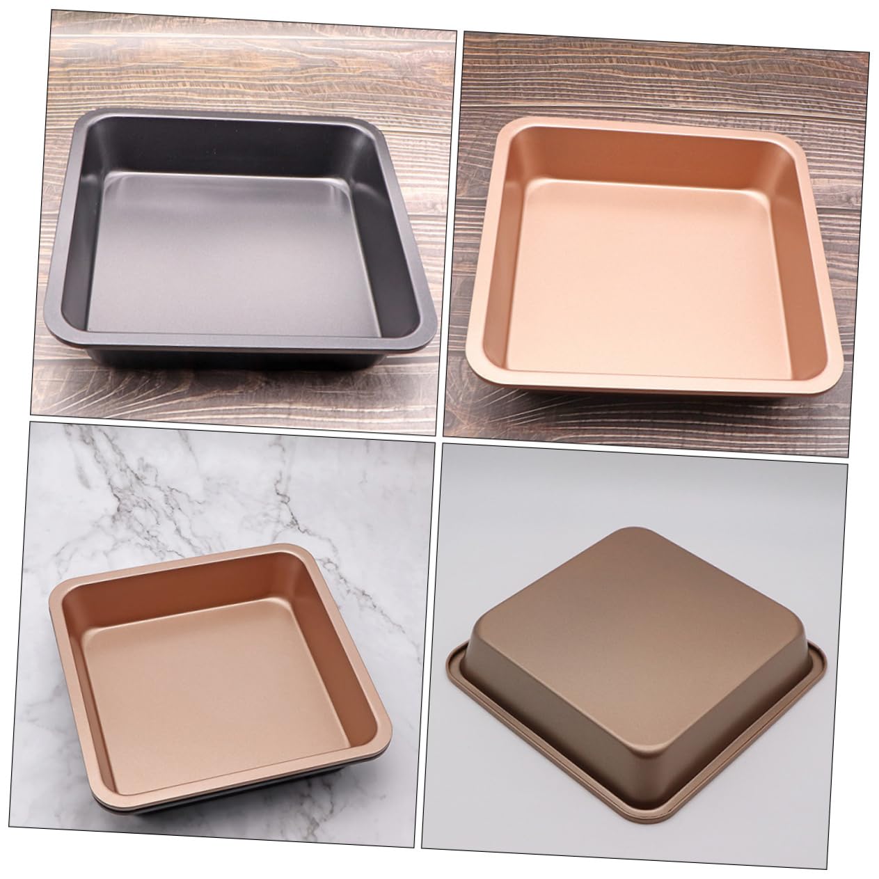 FUNOMOCYA 2Pcs Carbon Steel Toast for Baking Cakes Nonstick Design High Temperature Versatile Bakeware for Home Use Golden Black Colors