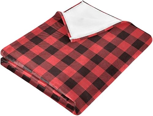 Miniatura 2 de Buffalo Plaid Tartan Check Scotland Red Black Christmas Soft Bed Blanket, Microfiber All Season Use Flannel Fleece Blanket Adults Kids Bed Throws