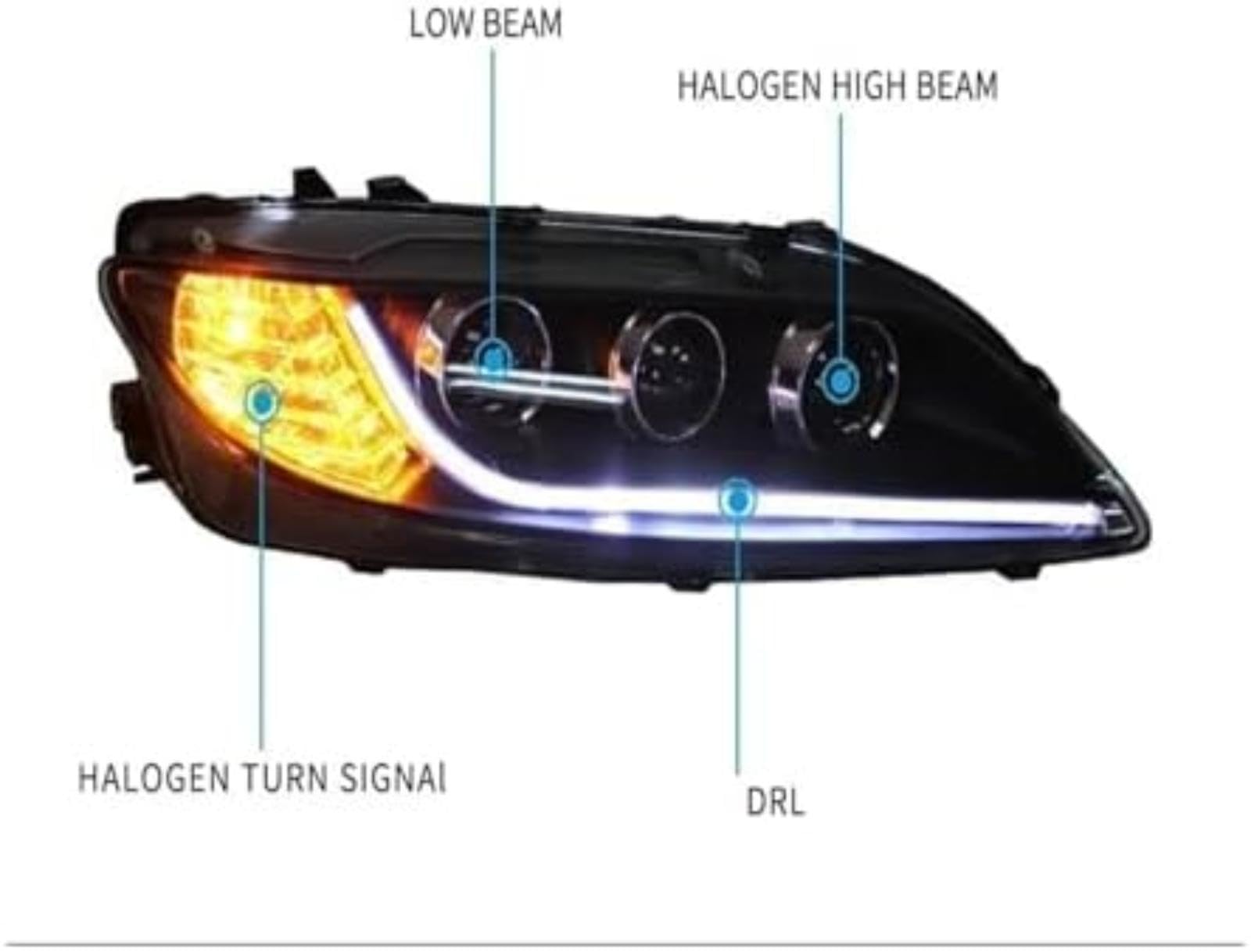 Dla Mazda 6 2002-2008, dla Speed ​montaż reflektorów światła do jazdy dziennej kierunkowskaz ksenonowe światła mijania przednie lampy reflektor Lustrzana lampka kierunkowskazu (Hid Lamp)