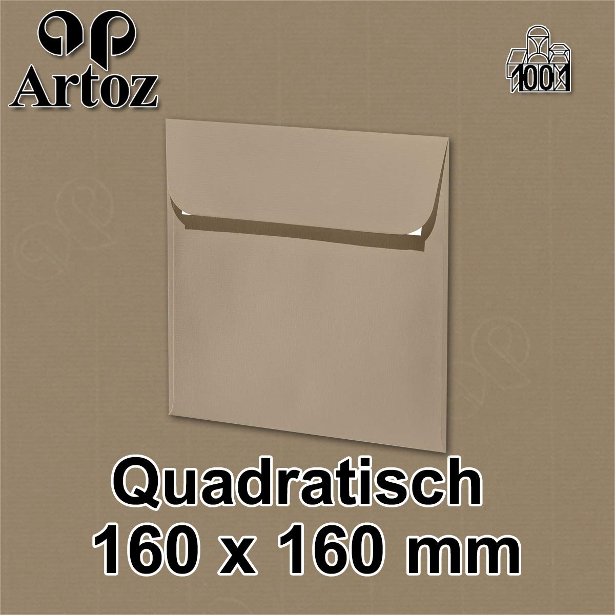 ARTOZ 200 x kwadratowe koperty w kolorze szarobrązowym (brązowe) 100 g/m² – 16 x 16 cm – koperta bez okienka – koperty z klejem