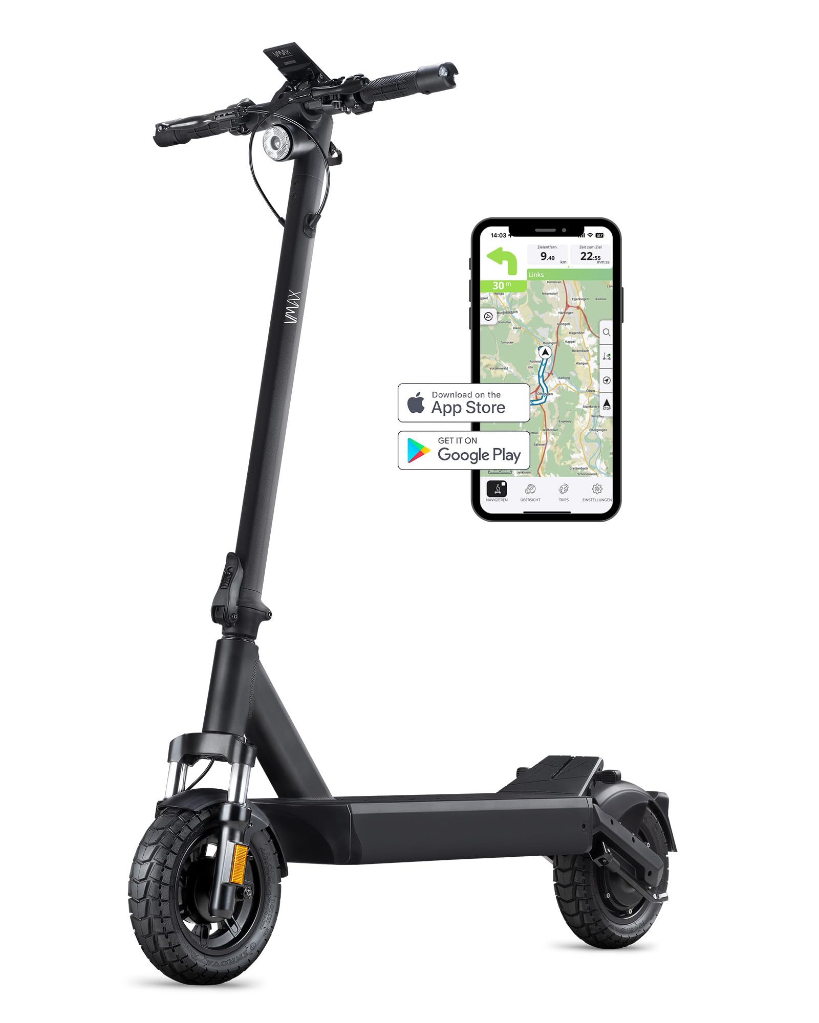 VMAX E-Scooter VX4 Serie, E-Roller mit Straßenzulassung in D, Reichweite bis zu 100km, 150 kg max. Zuladung, Blinker, Integrierte Federung, LCD-Display, App Funktion