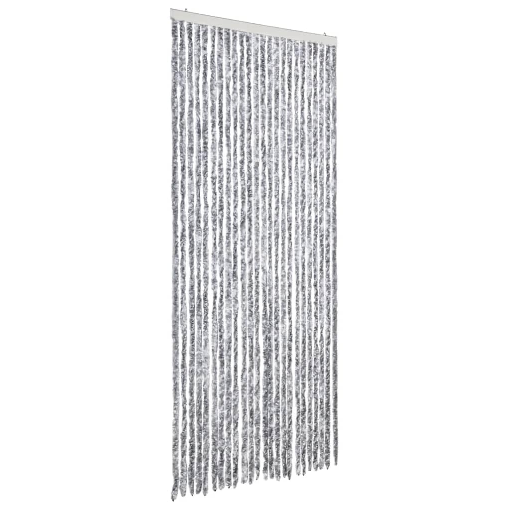 Vidaxl Fly Curtain White And Grey 100X200 Cm Chenille, White