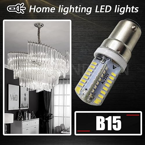 Miniatura 8 de Ruiandsion BA15D Bombillas LED 230 V CA Bombilla base de bayoneta doble 3014 64SMD chips blanco cálido para máquina de coser, lámpara de araña, no