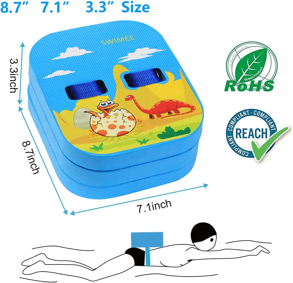 Back Float Safety Swimming Bubble with Adjustable 3 Layers Swim Belts Waterproof Floaties Device for Kids Swimming Floats Secure Clip Buckle Swim Floaties for Swimming Beginners Sport Pool Lesson : Sports & Outdoors