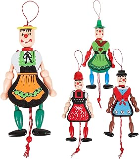 ABOOFAN Wooden Clown Marionette Puppet Toys: String Marionette Toys Pull String Puppet Doll for (Style)