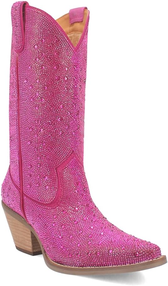 Dingo Womens Silver Dollar Rhinestone Round Toe Pull On Casual Boots Mid... - Picture 17 of 20